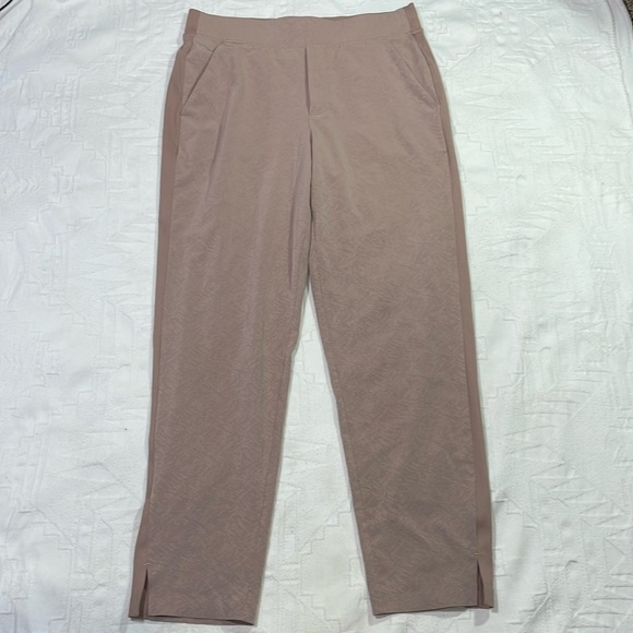 Athleta Womens Brooklyn Ankle Pants Ribbed Side Textured Pink Mocha  Size 8 - Picture 1 of 14